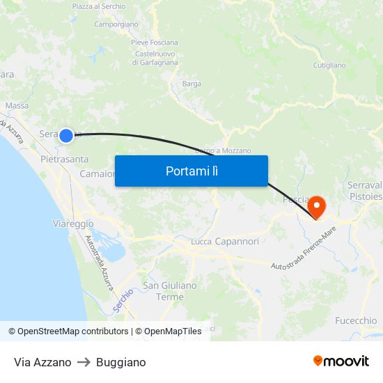 Via Azzano to Buggiano map