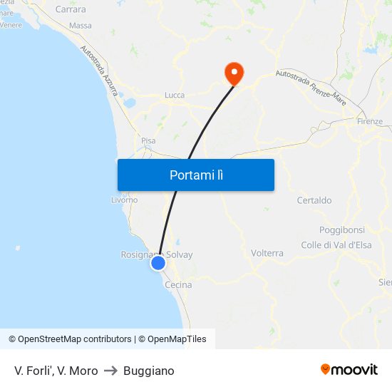 V. Forli',  V. Moro to Buggiano map