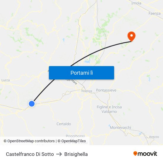 Castelfranco Di Sotto to Brisighella map