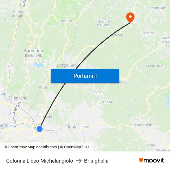 Colonna Liceo Michelangiolo to Brisighella map