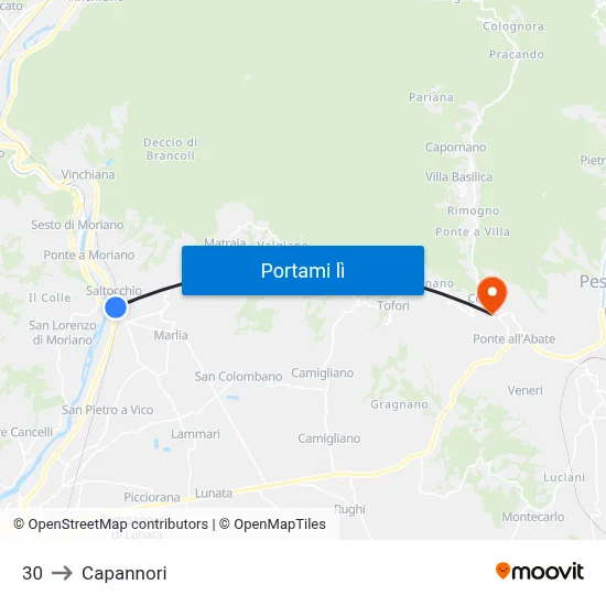 30 to Capannori map