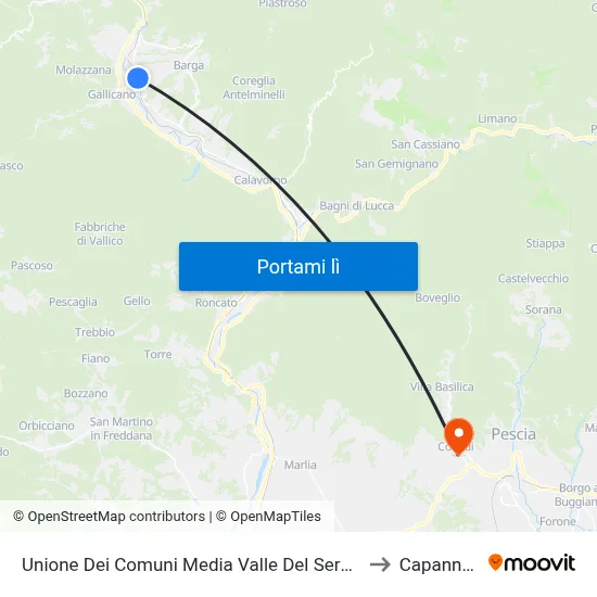 Unione Dei Comuni Media Valle Del Serchio to Capannori map