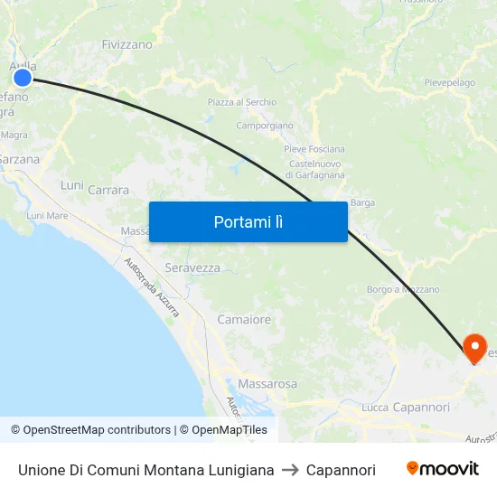 Unione Di Comuni Montana Lunigiana to Capannori map