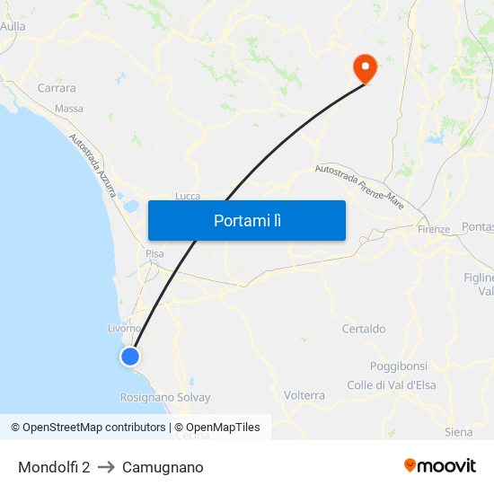 Mondolfi 2 to Camugnano map