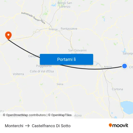 Monterchi to Castelfranco Di Sotto map
