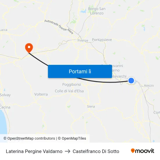 Laterina Pergine Valdarno to Castelfranco Di Sotto map
