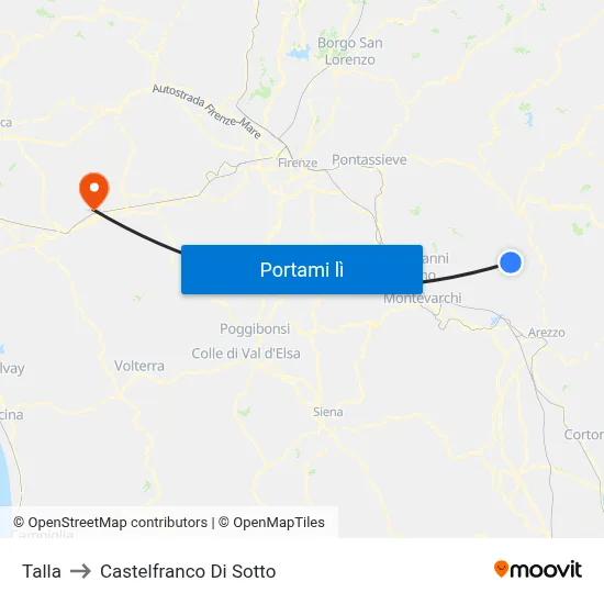 Talla to Castelfranco Di Sotto map