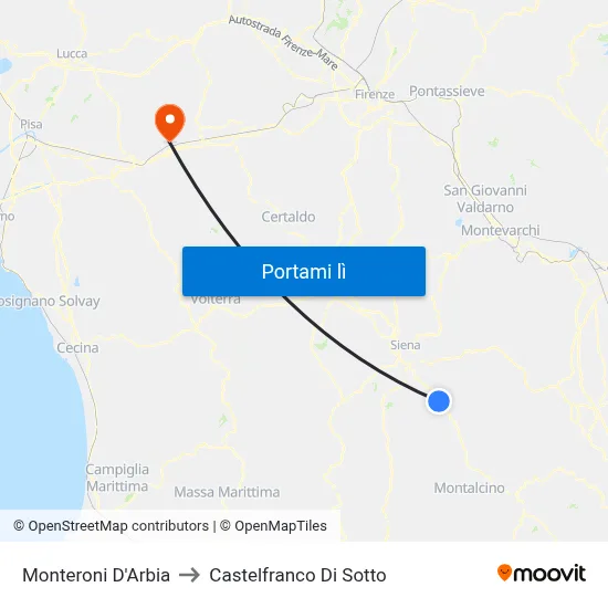 Monteroni D'Arbia to Castelfranco Di Sotto map