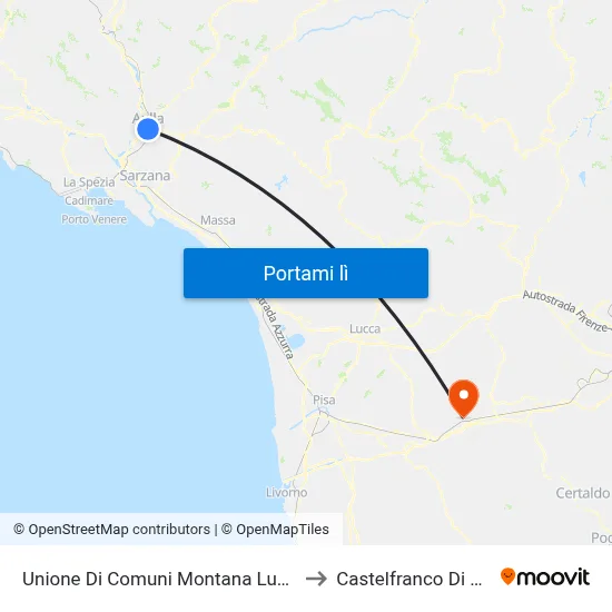 Unione Di Comuni Montana Lunigiana to Castelfranco Di Sotto map