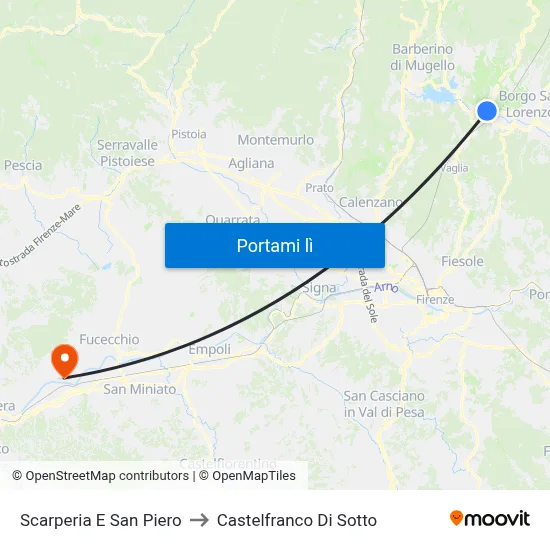Scarperia E San Piero to Castelfranco Di Sotto map