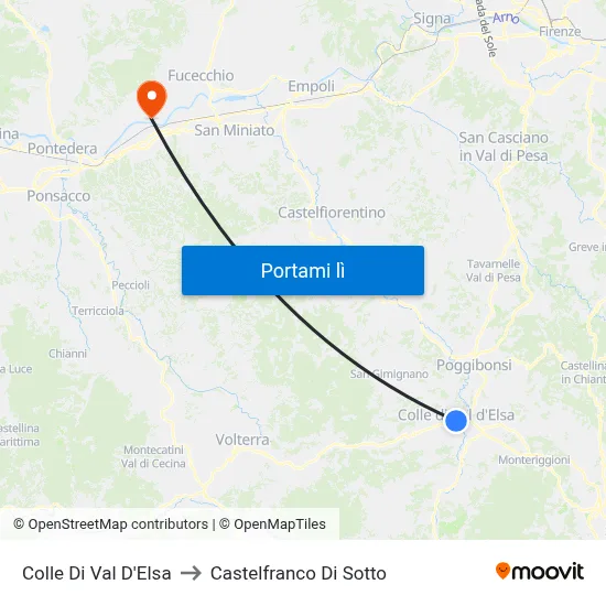 Colle Di Val D'Elsa to Castelfranco Di Sotto map