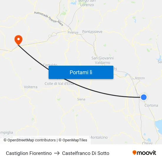 Castiglion Fiorentino to Castelfranco Di Sotto map