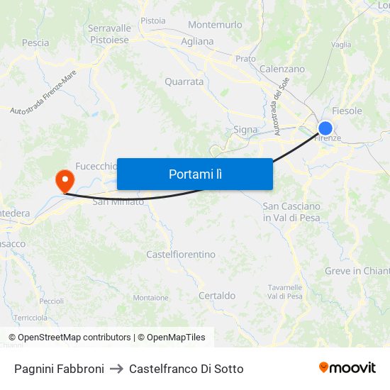 Pagnini Fabbroni to Castelfranco Di Sotto map