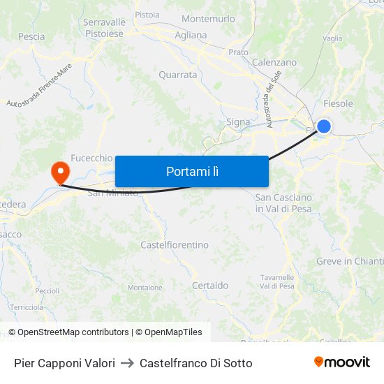 Pier Capponi Valori to Castelfranco Di Sotto map
