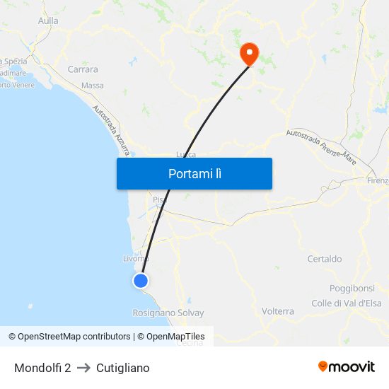 Mondolfi 2 to Cutigliano map