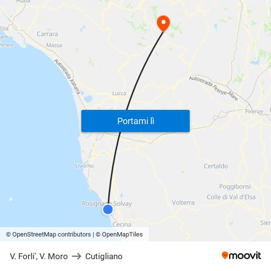 V. Forli',  V. Moro to Cutigliano map