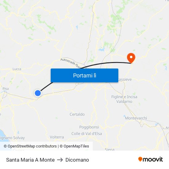 Santa Maria A Monte to Dicomano map