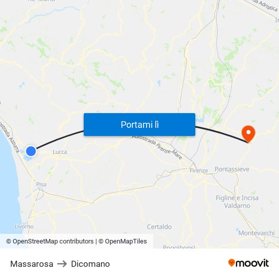 Massarosa to Dicomano map