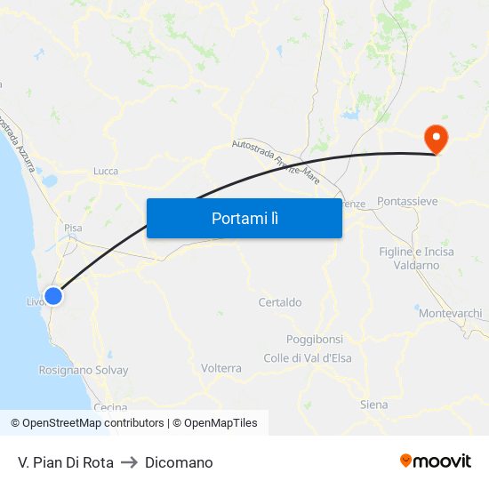 V. Pian Di Rota to Dicomano map