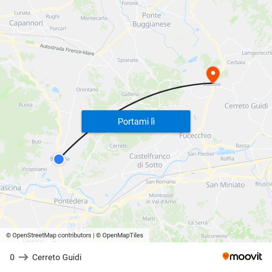 0 to Cerreto Guidi map