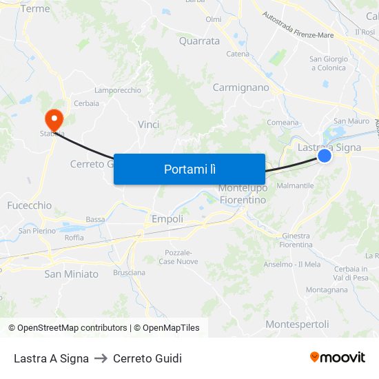 Lastra A Signa to Cerreto Guidi map