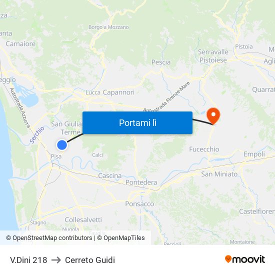 V.Dini 218 to Cerreto Guidi map