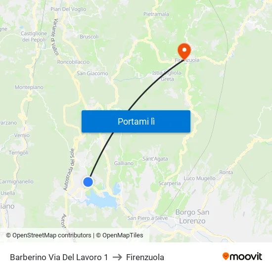 Barberino Via Del Lavoro 1 to Firenzuola map
