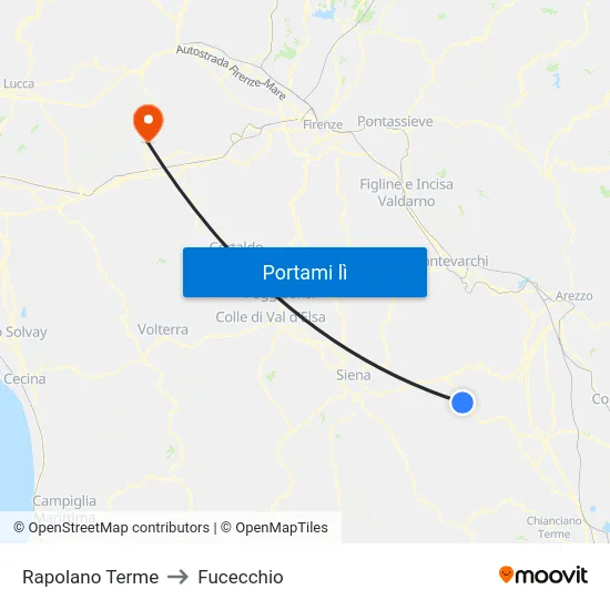 Rapolano Terme to Fucecchio map