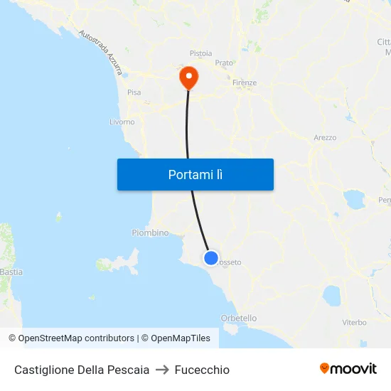 Castiglione Della Pescaia to Fucecchio map