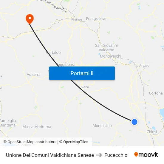 Unione Dei Comuni Valdichiana Senese to Fucecchio map