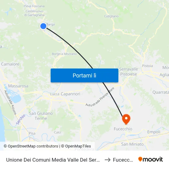 Unione Dei Comuni Media Valle Del Serchio to Fucecchio map