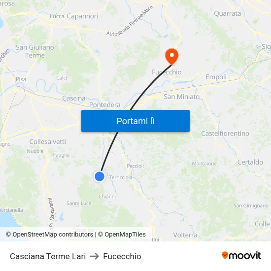 Casciana Terme Lari to Fucecchio map