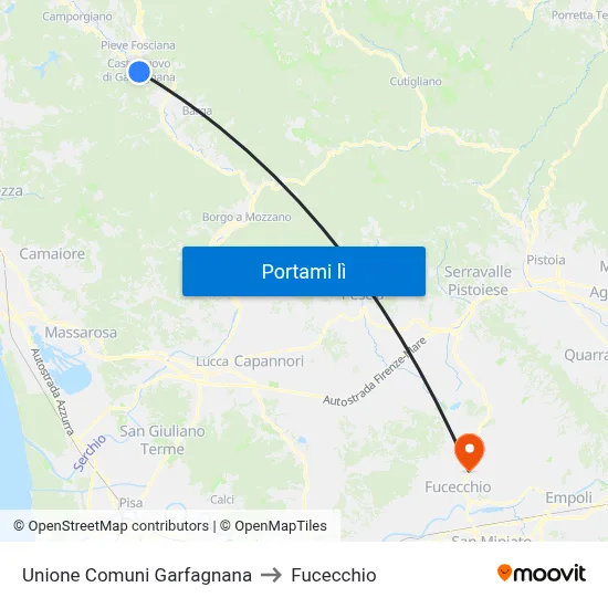 Unione Comuni Garfagnana to Fucecchio map