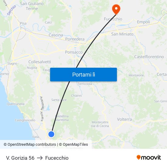 V. Gorizia 56 to Fucecchio map