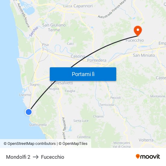 Mondolfi 2 to Fucecchio map