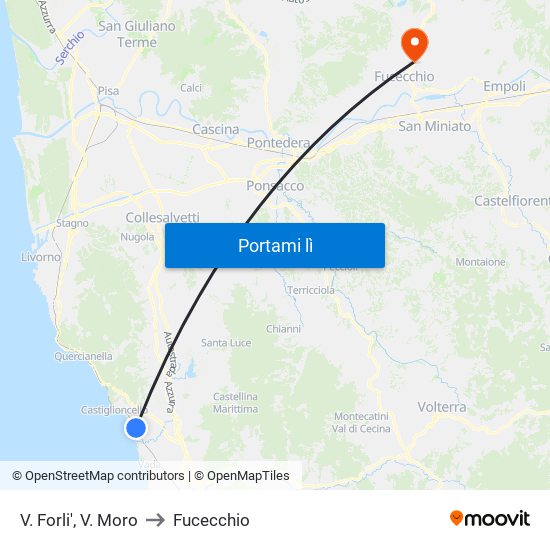 V. Forli',  V. Moro to Fucecchio map