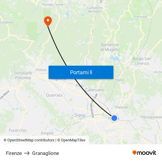 Firenze to Granaglione map