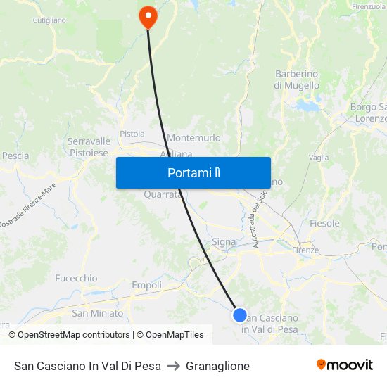 San Casciano In Val Di Pesa to Granaglione map