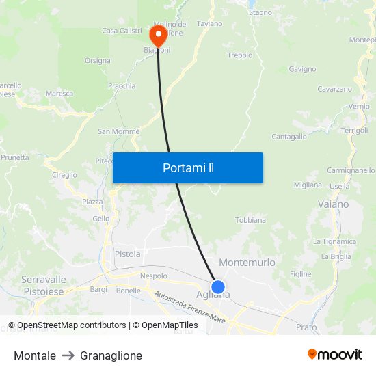 Montale to Granaglione map