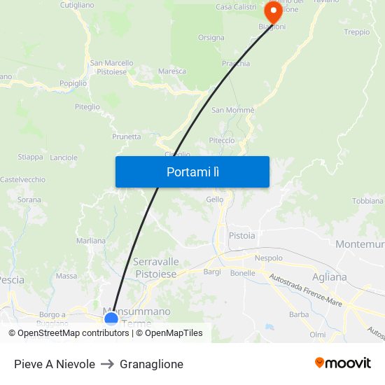 Pieve A Nievole to Granaglione map