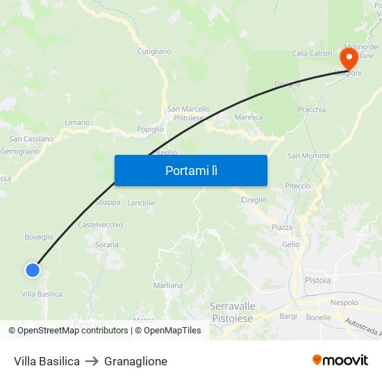 Villa Basilica to Granaglione map