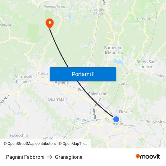 Pagnini Fabbroni to Granaglione map