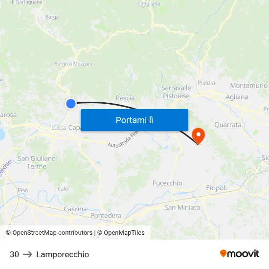 30 to Lamporecchio map