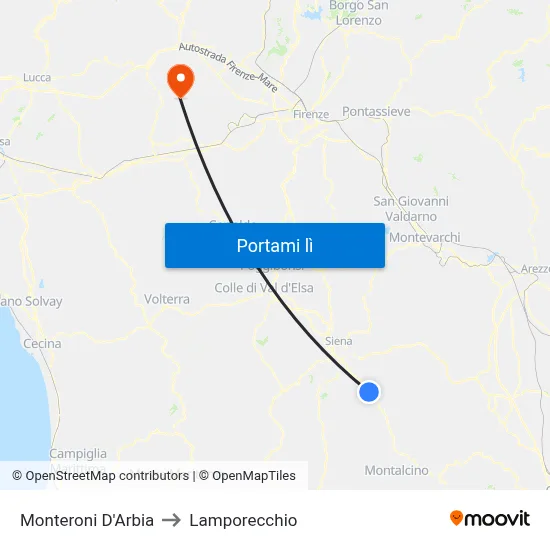 Monteroni D'Arbia to Lamporecchio map