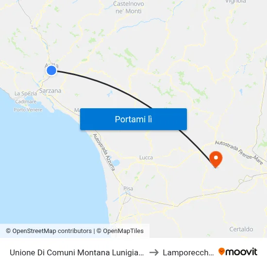 Unione Di Comuni Montana Lunigiana to Lamporecchio map