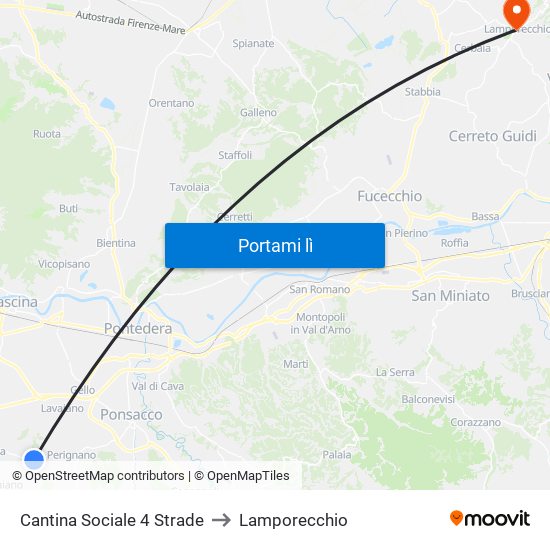 Cantina Sociale 4 Strade to Lamporecchio map