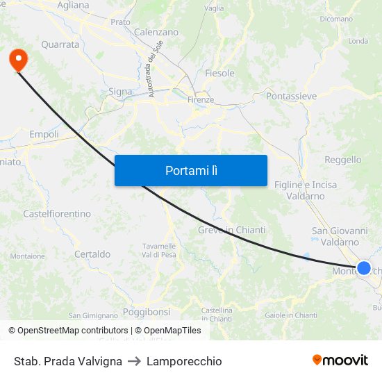 Stab. Prada Valvigna to Lamporecchio map