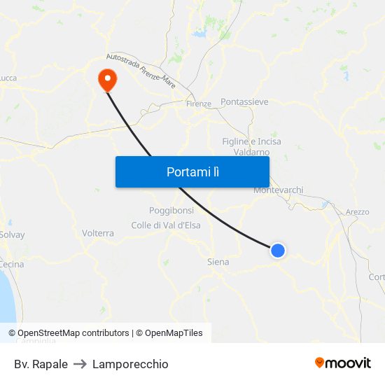 Bv. Rapale to Lamporecchio map