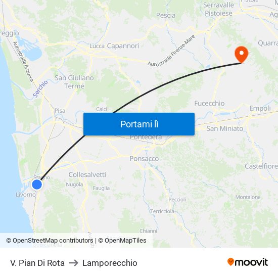 V. Pian Di Rota to Lamporecchio map