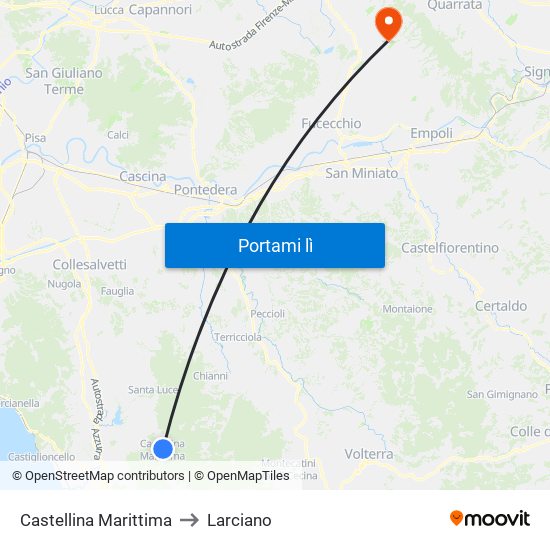 Castellina Marittima to Larciano map